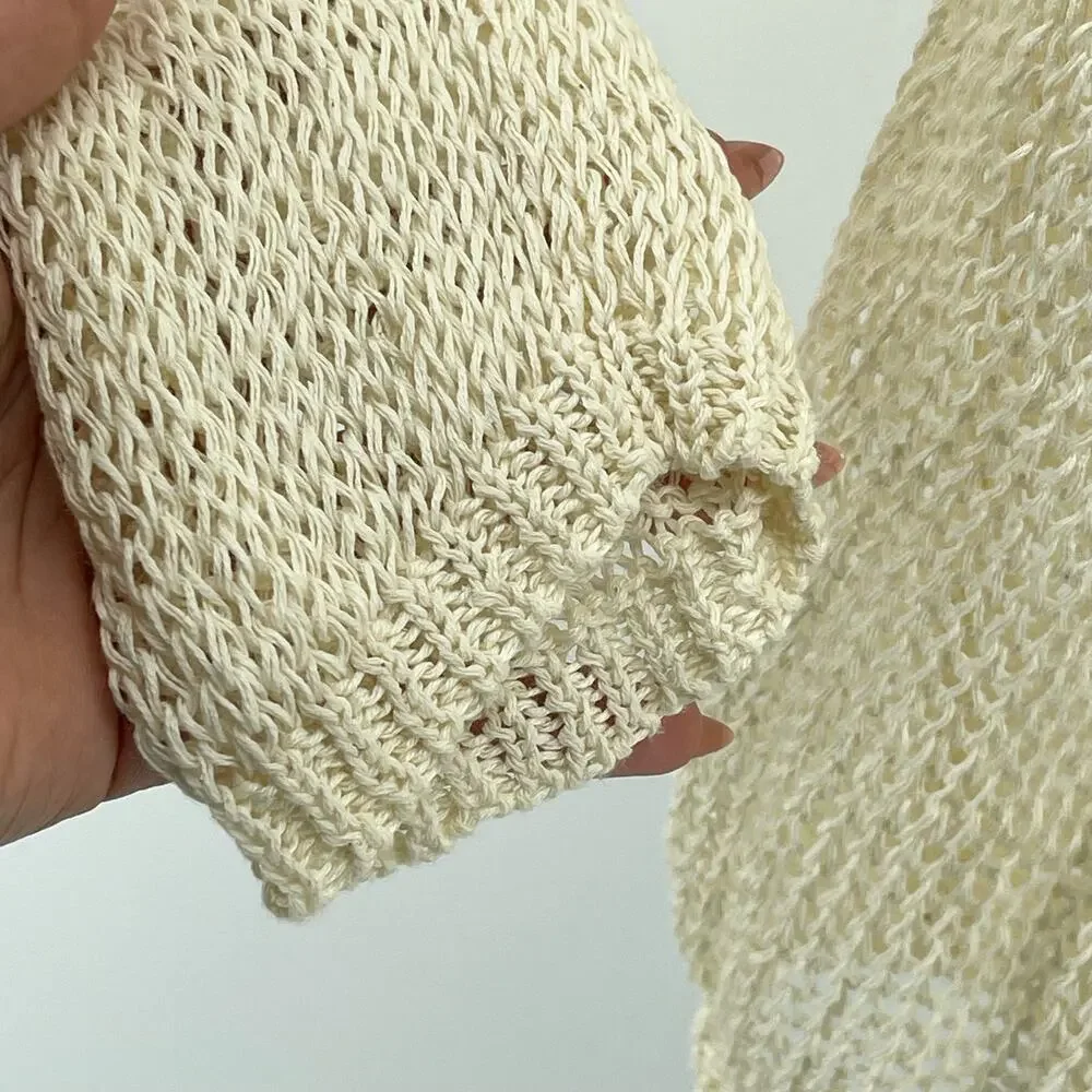 Liz Claiborne LIZSPORT Women’s Creme Fishnet Crochet Knit Pullover Sweater XL - Picture 6 of 10